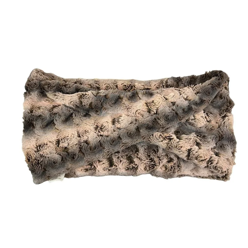 Peace & Pearls Women's Infinity Scarf  Pink / Brown Faux Fur  NWOT